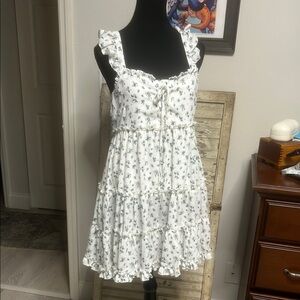 White Floral Ruffle Dress